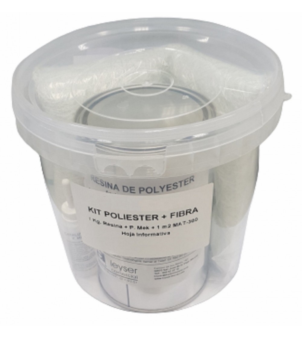 Kit resina de poliester 1kg + catalizador + fibra de vidrio